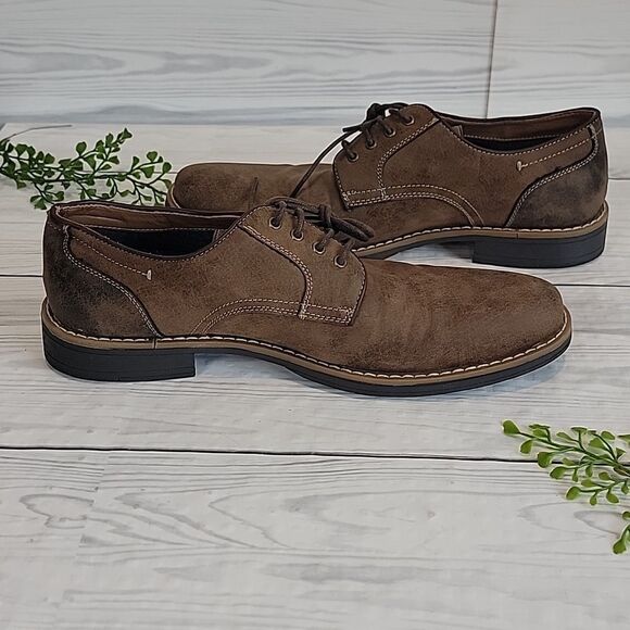 Robert David Davenport Mens Brown Faux Suede Oxfords Casual Shoes Size 9.5 - Picture 3 of 9